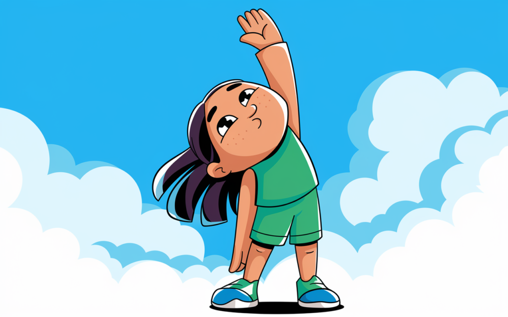 doing exercise cartoon upward stretching kid exercise clipart