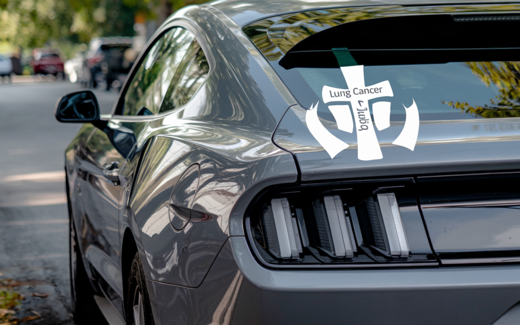 Mustang car decal lung cancer